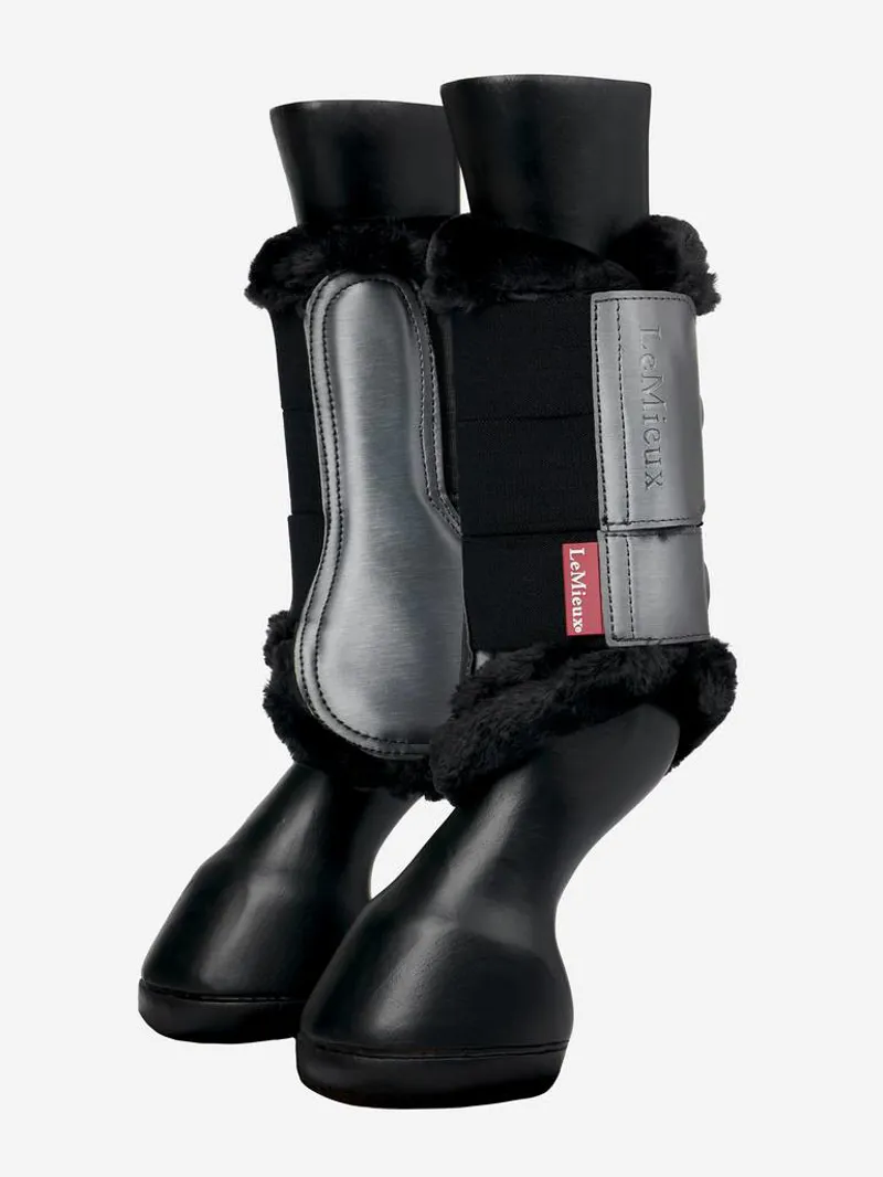 LeMieux Fleece Edged Mesh Brushing Boot Brushed Steel Grey-2